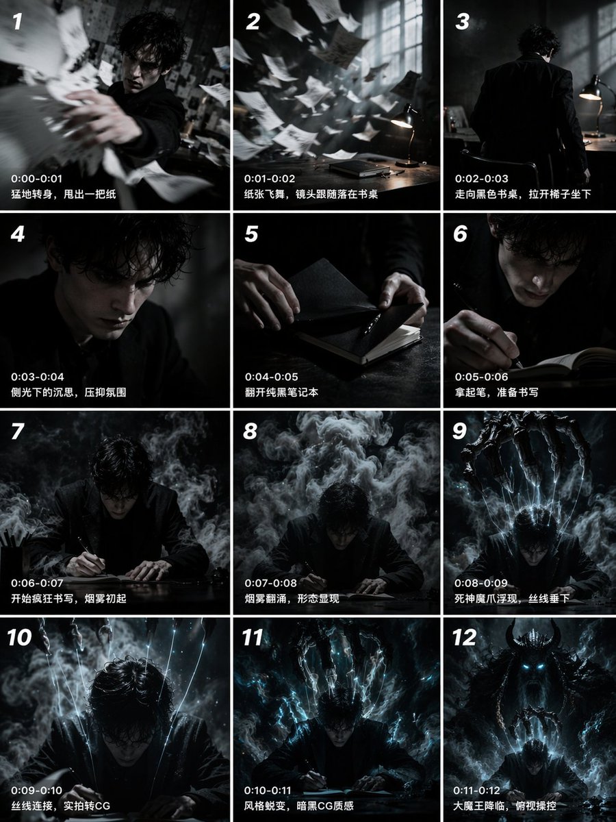 12-Panel Cinematic Storyboard Grid