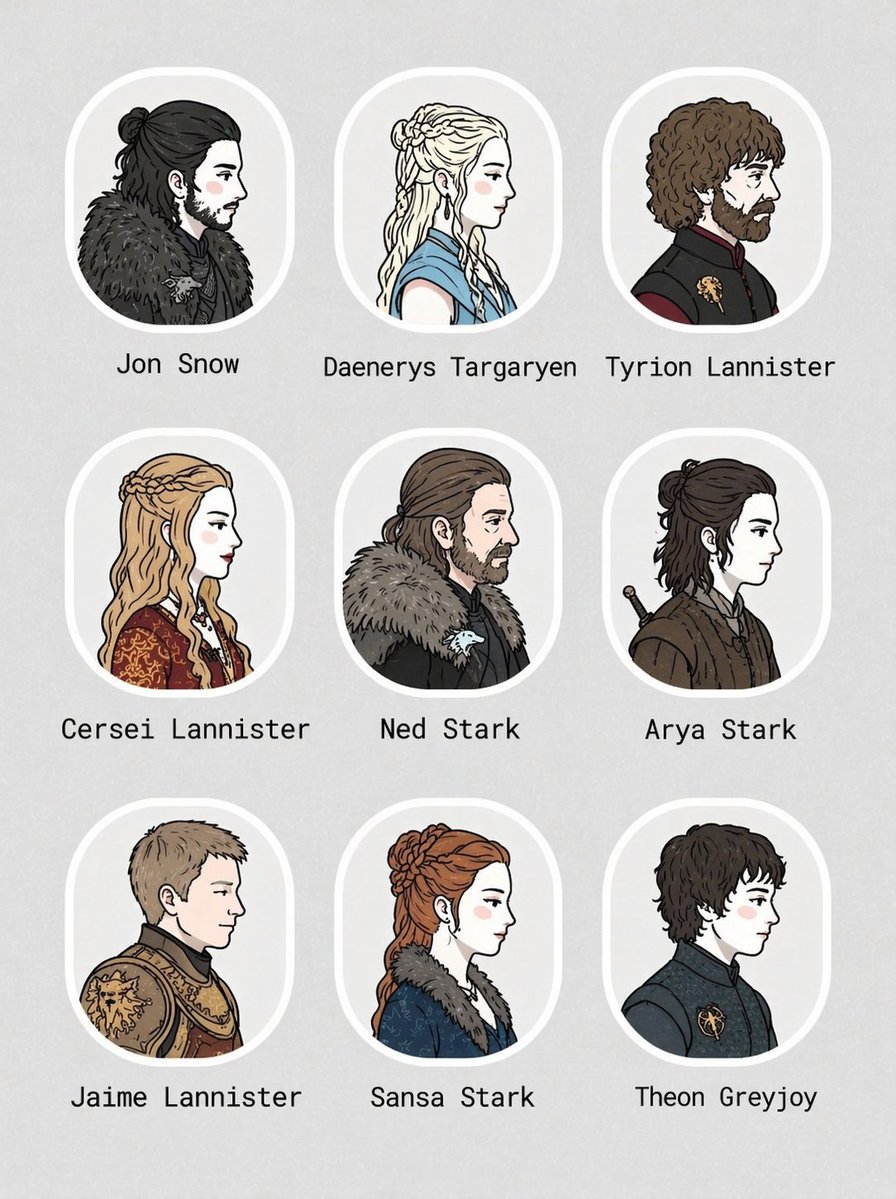 3x3 Character Portrait Grid