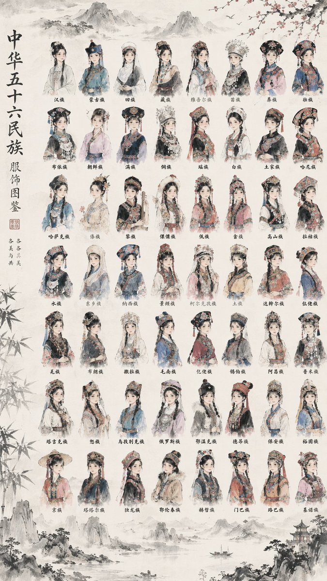 56 Chinese Ethnic Groups Clothing Chart