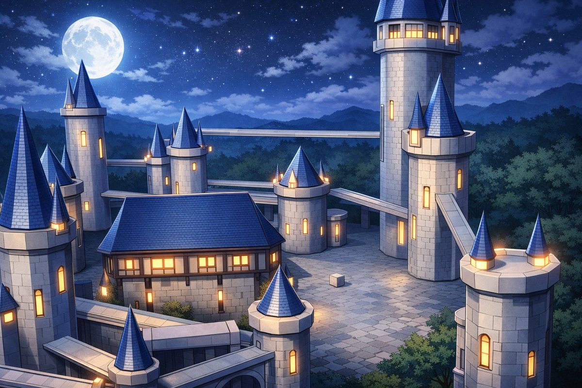 Anime Fantasy Castle at Night