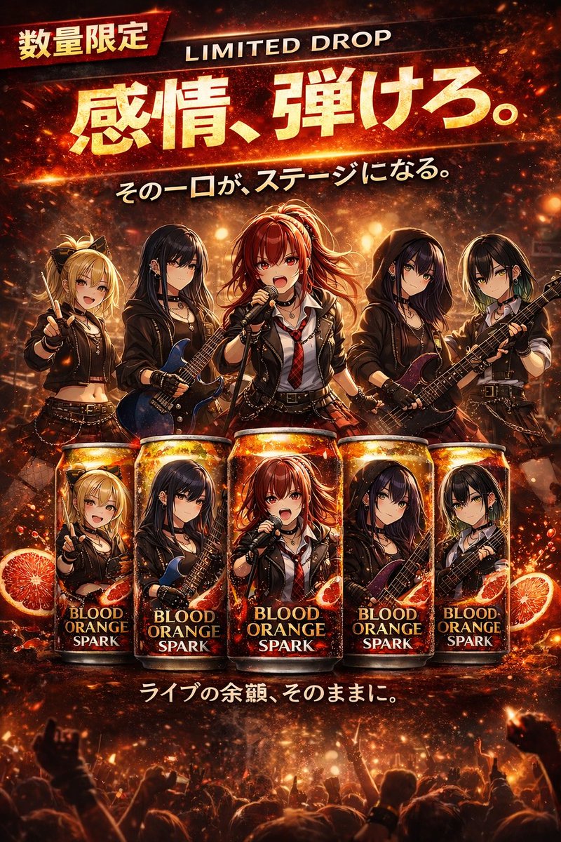 Anime Rock Band Beverage Collab Poster