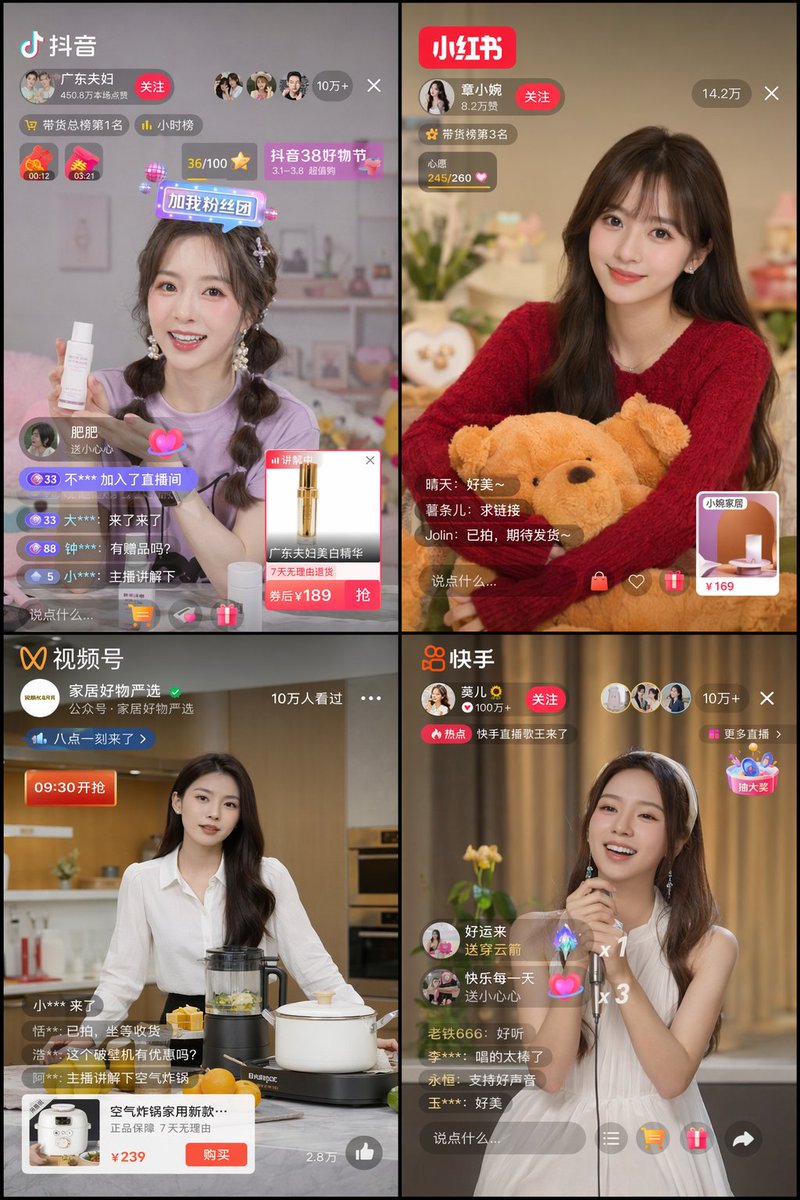 Chinese Livestreaming App UI Grid