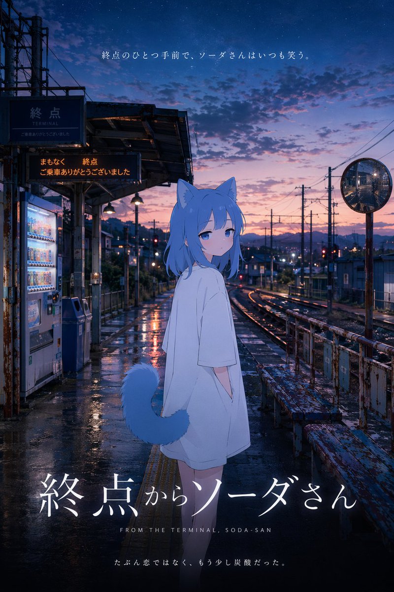 Cinematic Anime Train Station Poster