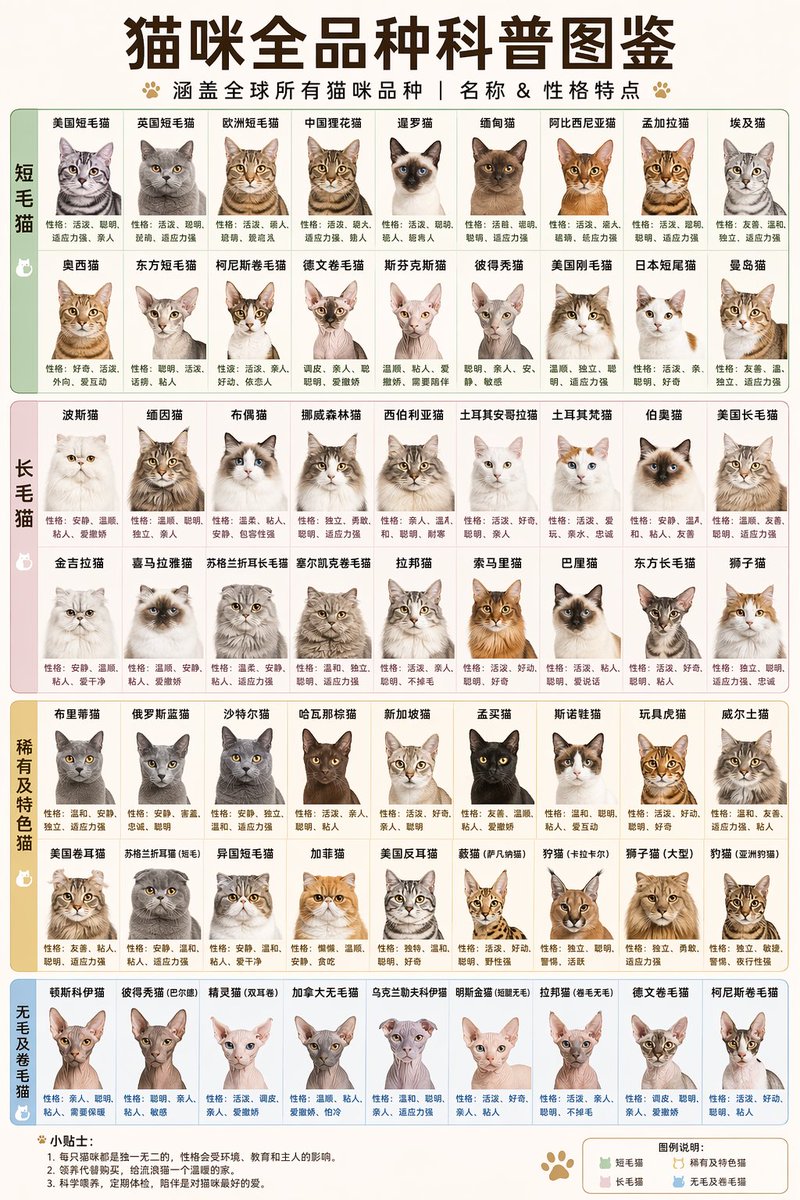 Comprehensive Cat Breed Infographic