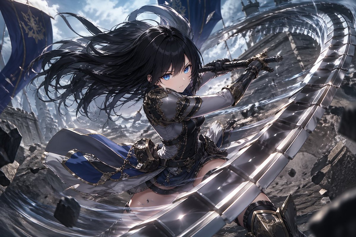 Dynamic Anime Warrior with Whip-Sword