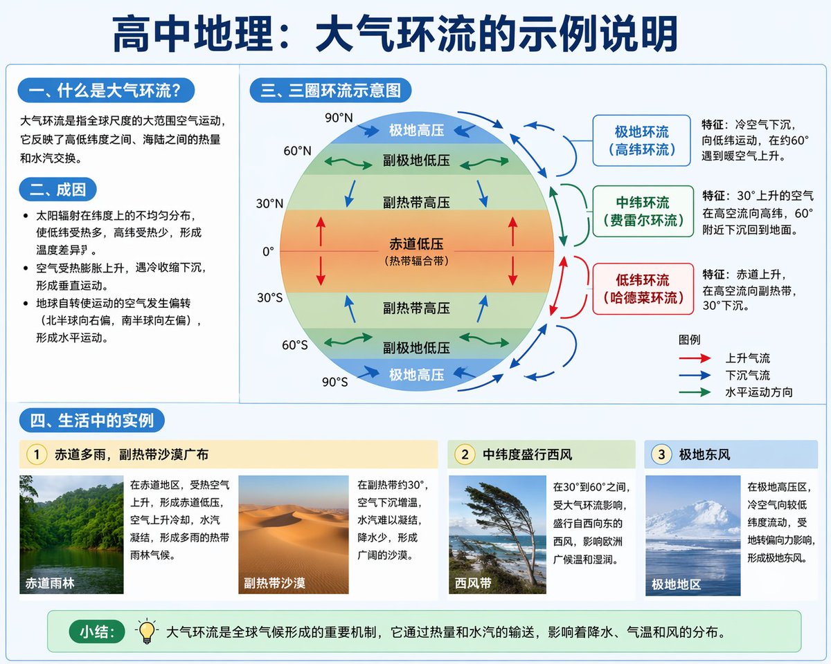 Educational Infographic on Atmospheric Circulation
