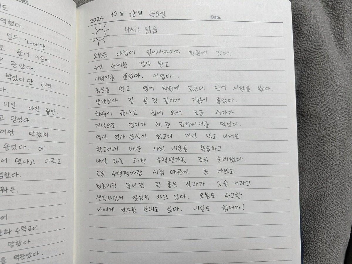 Handwritten Korean Diary Entry