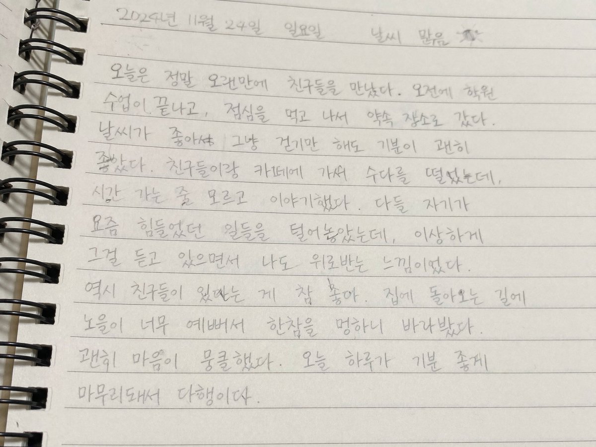 Handwritten Korean Journal Entry