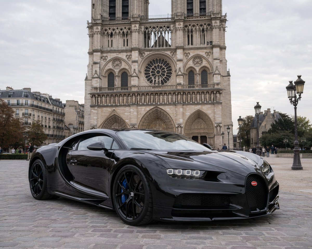 Hypercar Parked Before a Historic Landmark