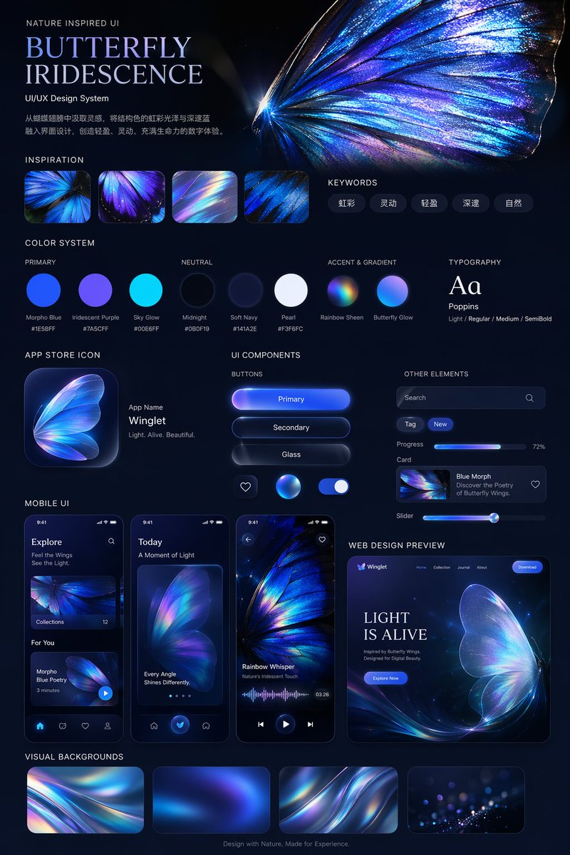 Iridescent Butterfly UI/UX Design System
