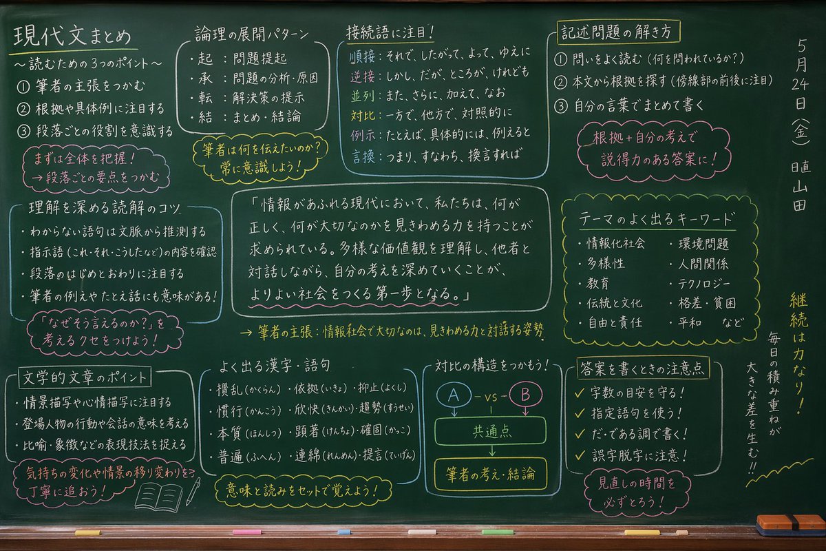 Japanese Classroom Chalkboard Notes