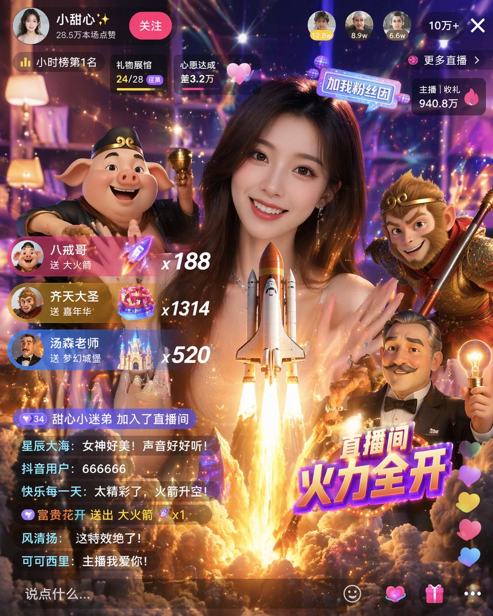 Live Stream UI Mockup with 3D Effects