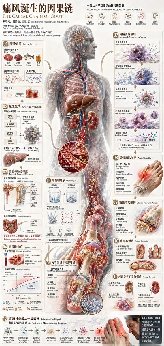 Medical Infographic of Gout Pathology
