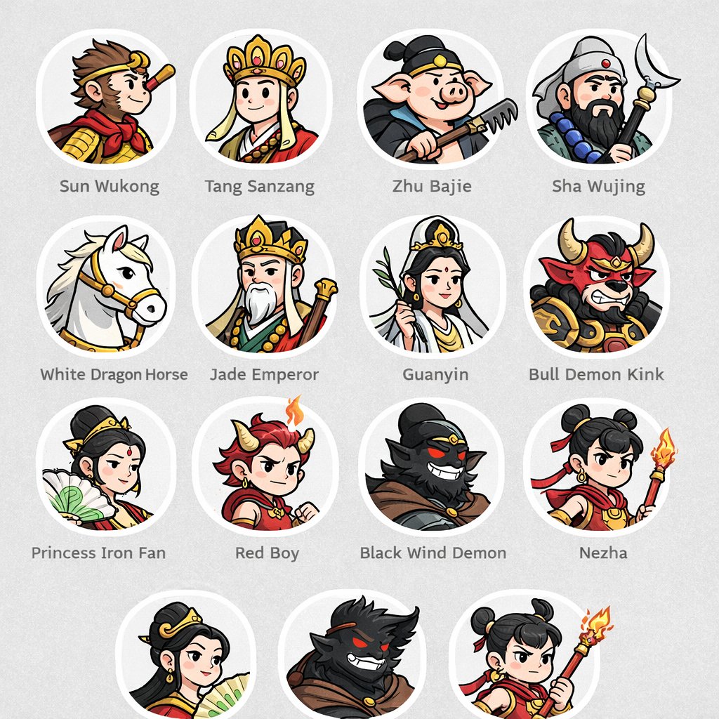 Mythological Character Avatar Grid