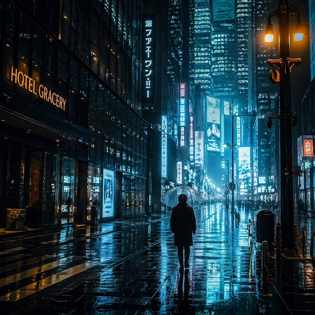 Neon Rain City Still