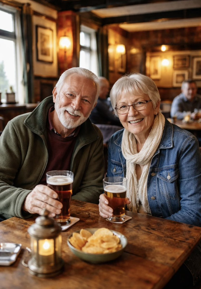 Photorealistic Older Couple in a Pub