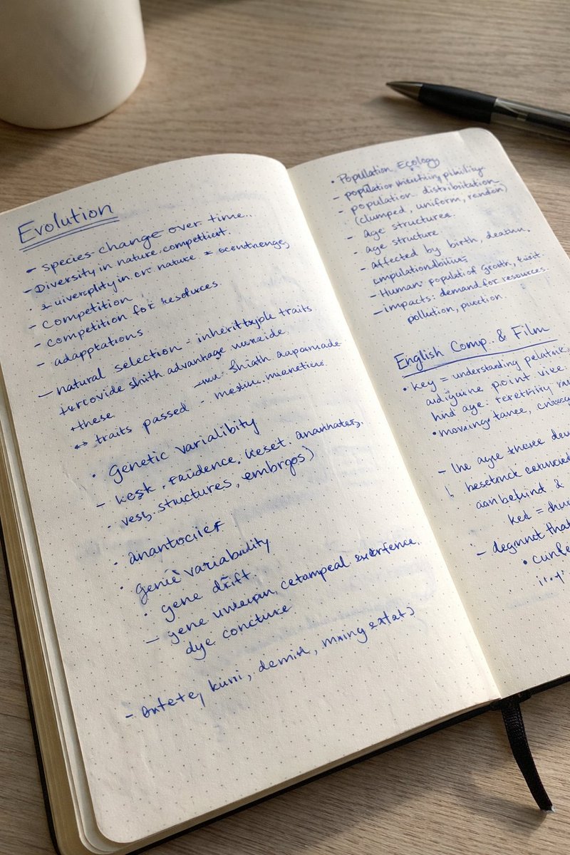 Realistic Handwritten Study Notes
