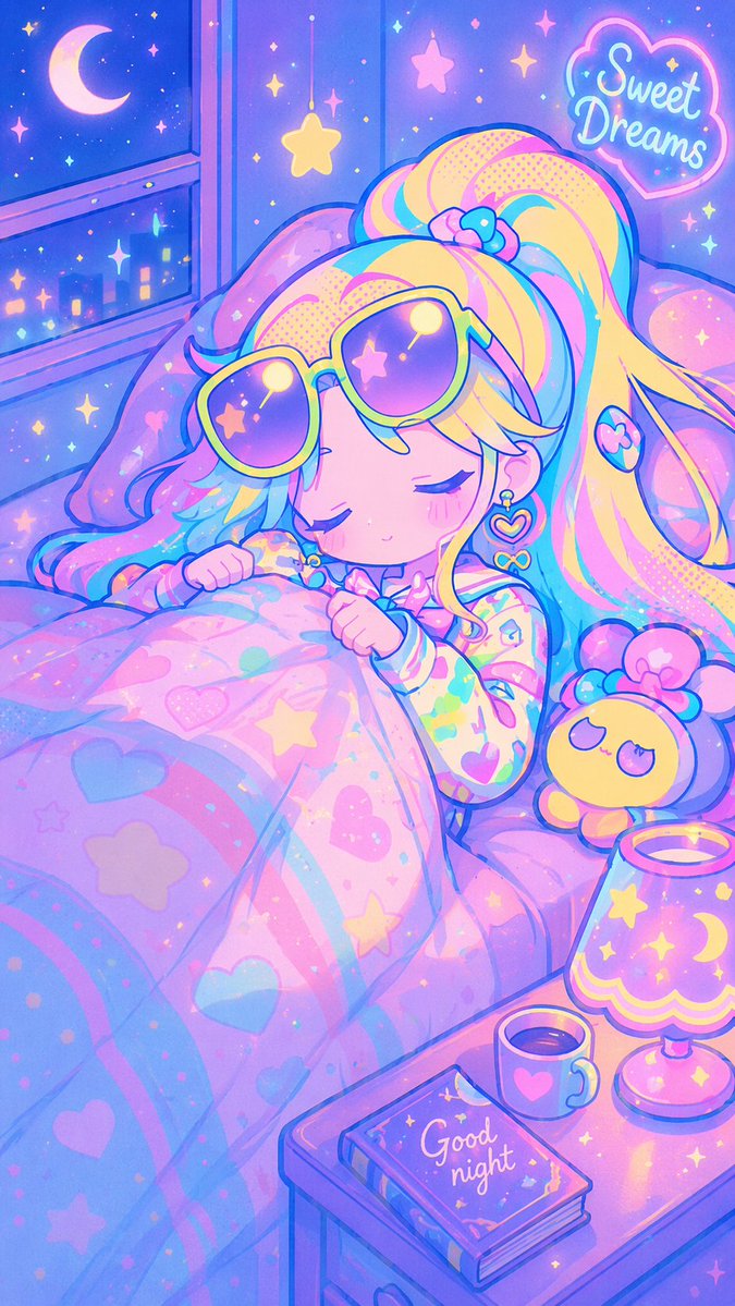 Retro Anime Pastel Sleep Scene
