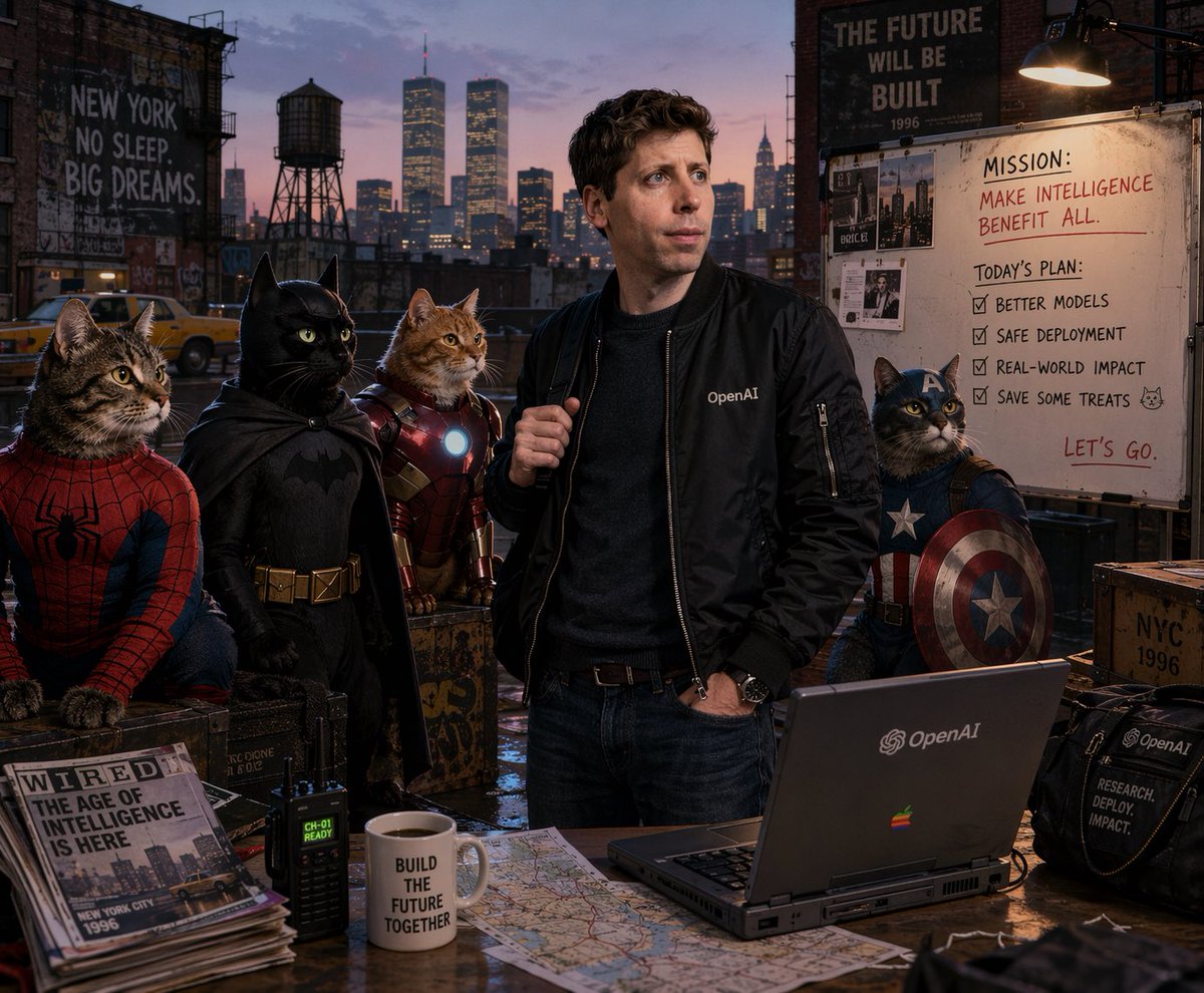 Retro Tech CEO with Superhero Cats