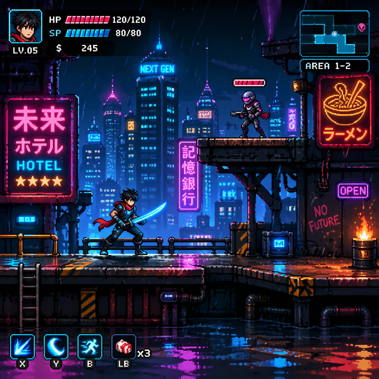 Side-Scroller Cyber Stage