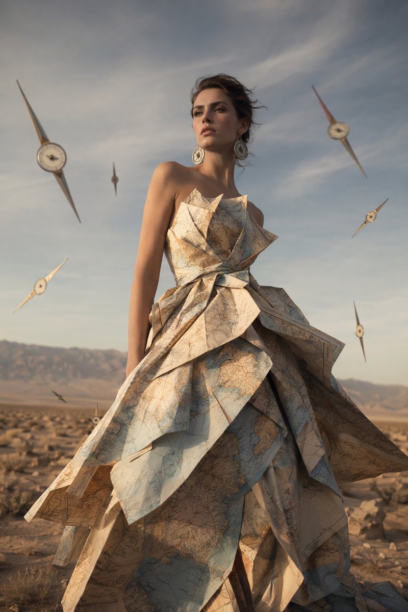 Surreal Map Dress Fashion Editorial