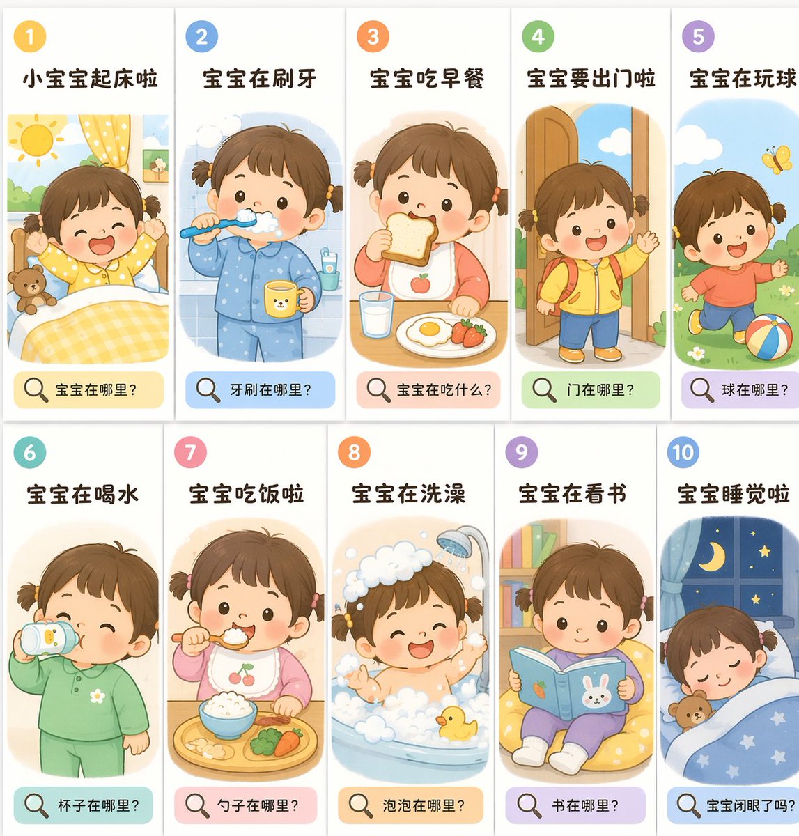 Toddler Daily Routine Flashcard Grid